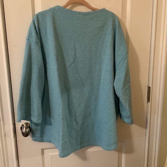 Lands End green heathered scoop-neck 3/4 sleeve sweatshirt sz 3x (24W-26W) - Picture 6 of 9